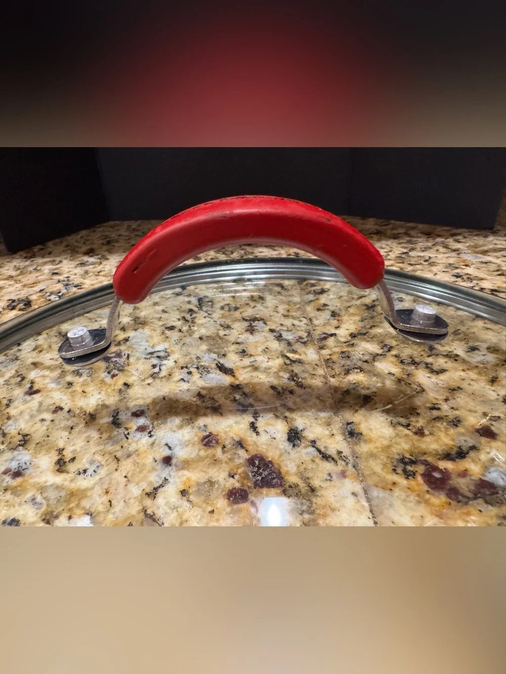 Kitchen Aid Replacement Red Silicone-Handled Glass Pot Lid - 12”: Cookware